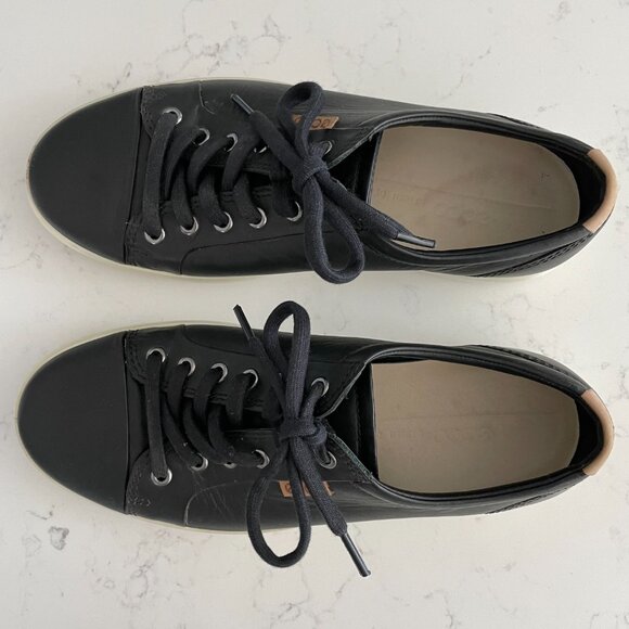 Ecco Soft 7 Lo Cut Lace Up Leather Sneakers Black Sz 41EU/7US - Picture 4 of 12